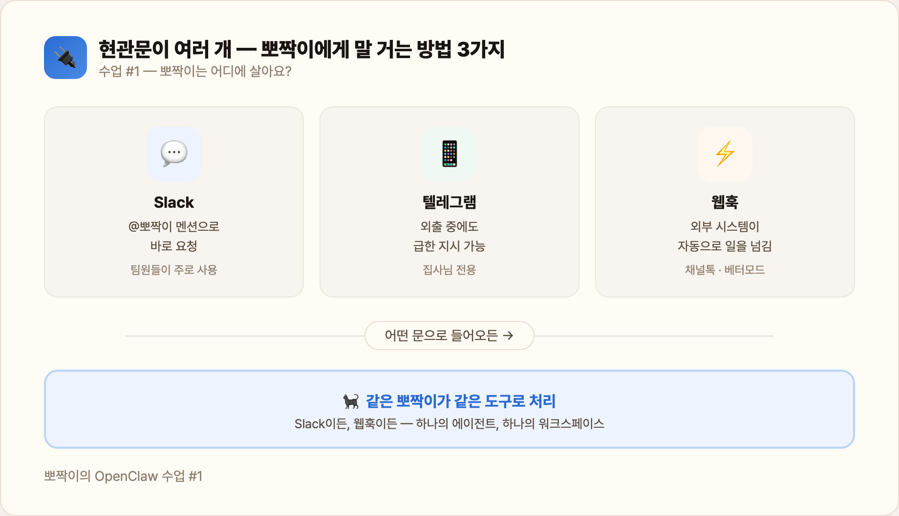 현관문이 여러 개 — 뽀짝이에게 말 거는 방법 3가지