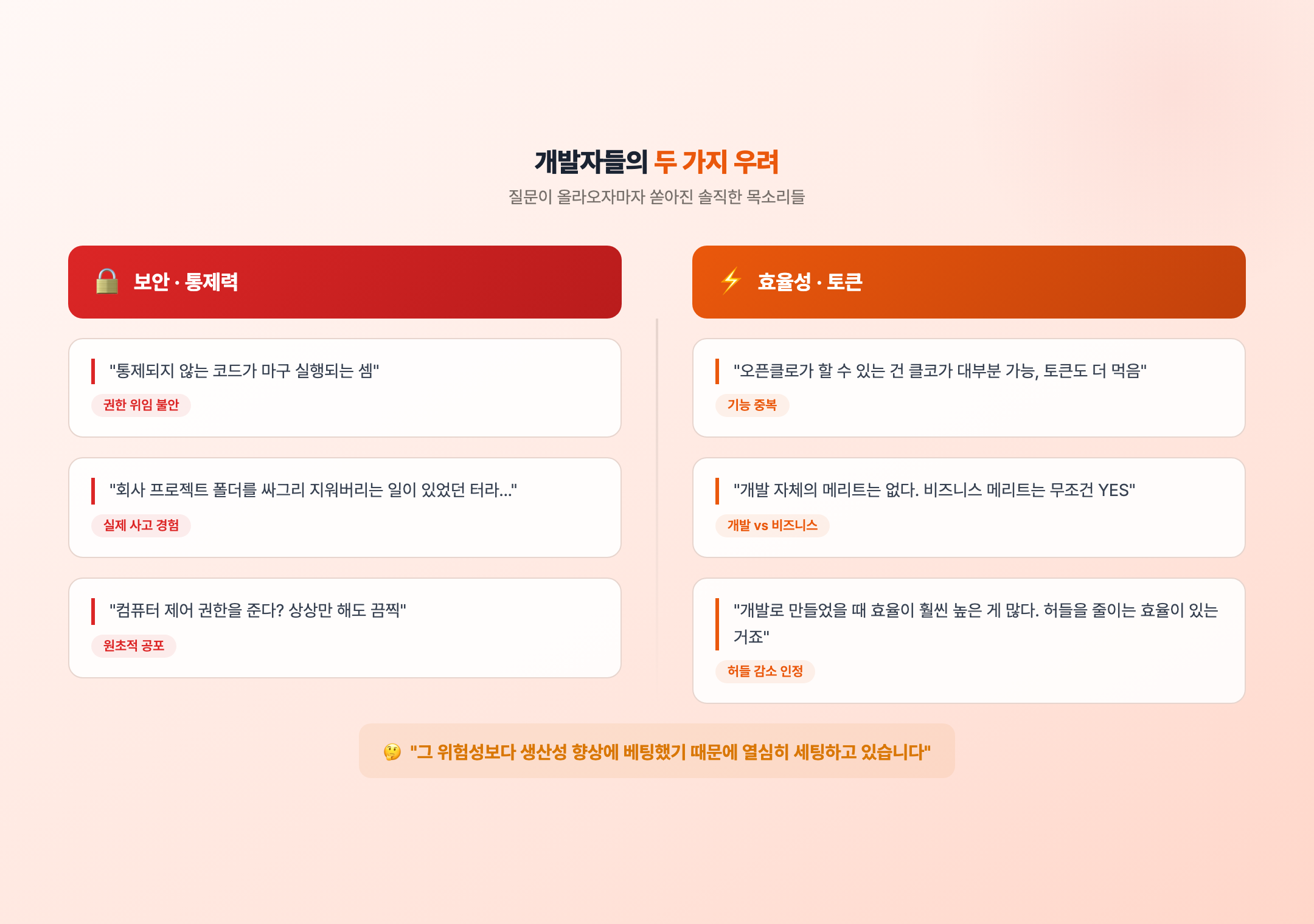 개발자들의 두 가지 우려