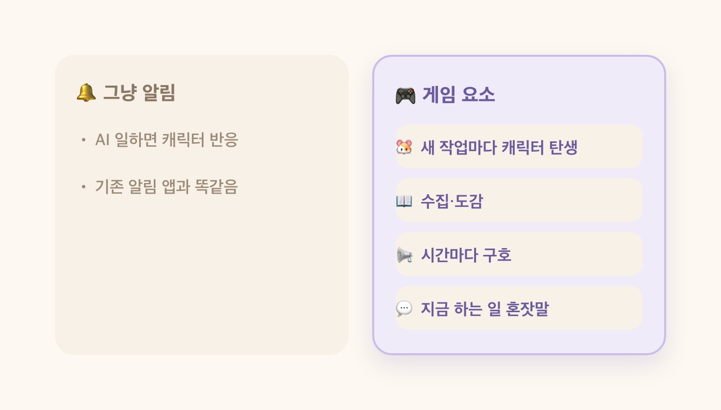 알림 vs 게임 요소