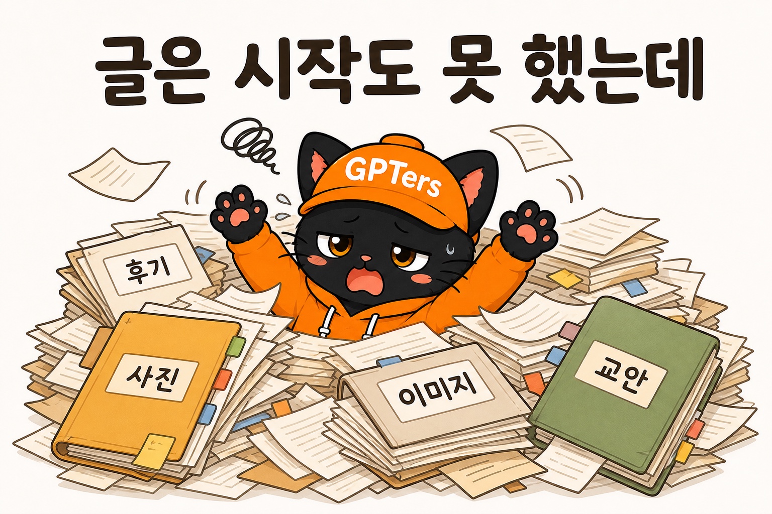 파일더미에 파묻힌 뽀짝이