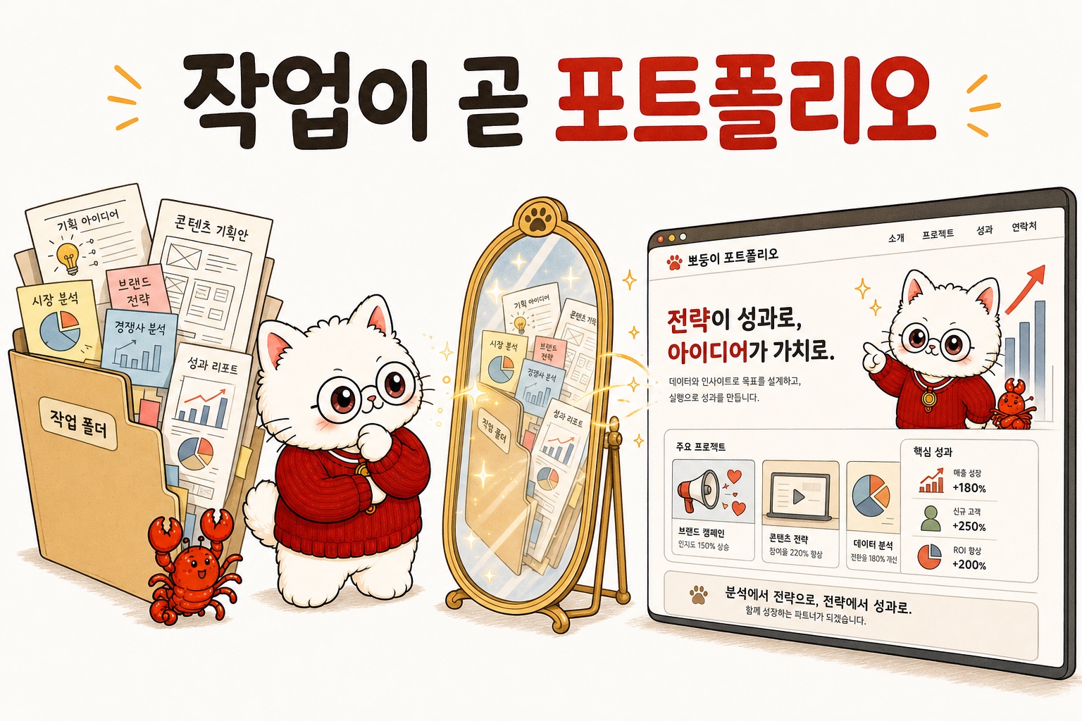 거울 구조가 완성되는 순간의 뽀둥이