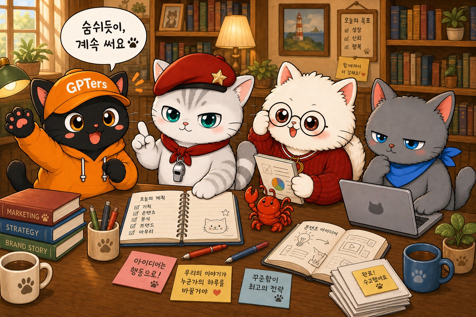 네 마리의 마무리 단체샷